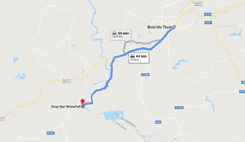 Hướng dẫn chi tiết tuyến đường từ Buôn Ma Thuột đi thác Dray Nur